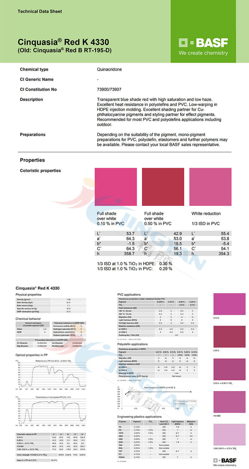 巴斯夫有機(jī)顏料紅K4330/B RT-195-D