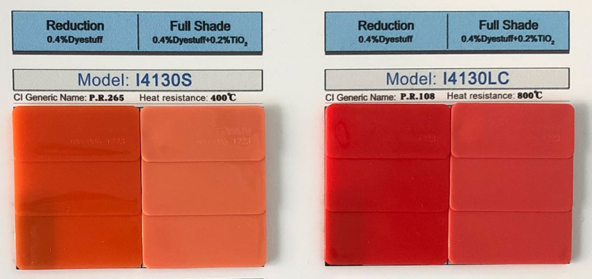 潤巴I4130LC鎘紅顏料色卡展示