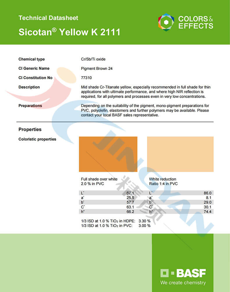 巴斯夫鈦鉻棕K2111近紅外反射顏料TDS技術(shù)報(bào)告