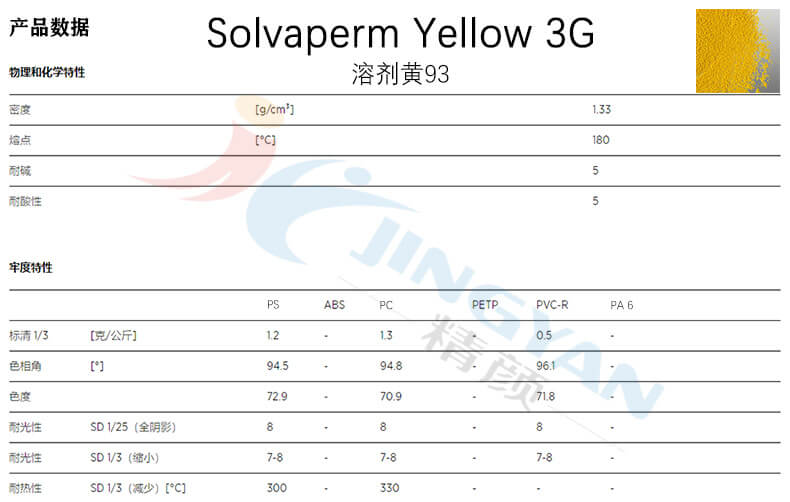 科萊恩Solvaperm染料3G黃產品數據